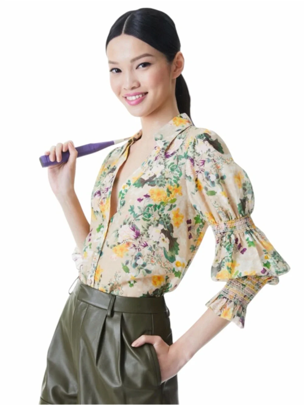 ALICE & OLIVIA COSIMA FLORAL BUTTON DOWN
BLOUSE - Picture 1 of 9